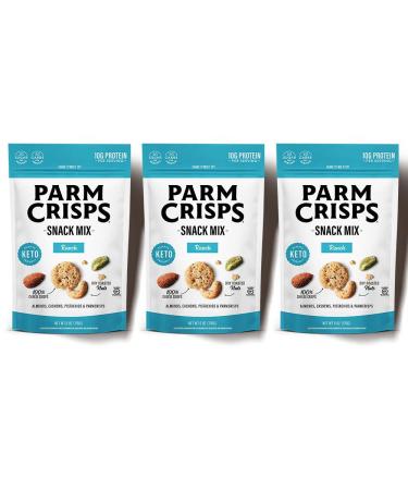 ParmCrisps Ranch Cheese Snack Mix with Nuts | High-Protein, Low Carb, Gluten-Free | 100% Cheese Crisps, Almonds, Cashews, Pistachios | 6oz (Pack of 3) - Buy Online on SooperMarket.com