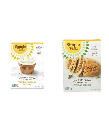 Simple Mills Almond Flour Baking Mix, Gluten Free Vanilla Cake Mix, Muffin pan ready, Made with whole foods & Almond Flour Baking Mix, Gluten Free Artisan Bread Mix, Made with whole foods