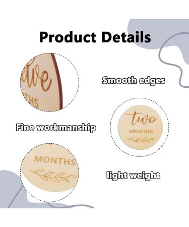 NPQ 12 Pcs Baby Monthly Milestone Cards - Wooden Baby Announcement Signs for New Parents | Baby First Year Growth Photo Props - Newborn Photography Gift Set - Buy Online on SooperMarket.com