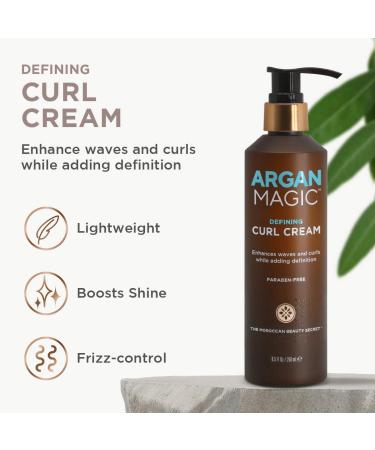ARGAN MAGIC Defining Curl Cream - Enhances Waves and Curls | Conditions, Detangles, Reduces Frizz | Paraben Free - 8.5 fl oz - Buy Online on SooperMarket.com