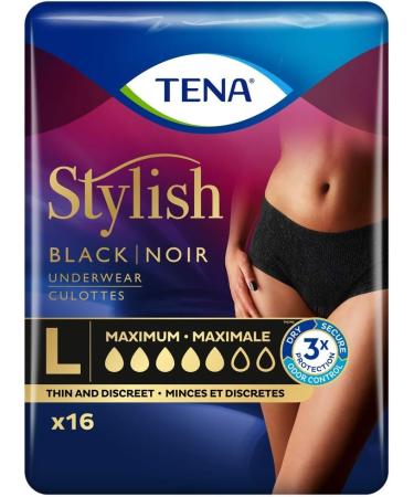 Tena Stylish Black underwear maximum Absorbency Large 16 Count L (16 Count) - Buy Online on SooperMarket.com