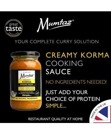 Mumtaz CREAMY KORMA Indian Curry Cooking Sauce - Restaurant Quality at Home - Medium Spiced - 350g Jar Serves 4-5 - All Natural Ingredients- Gluten Free- Vegetarian Friendly. - Buy Online on SooperMarket.com