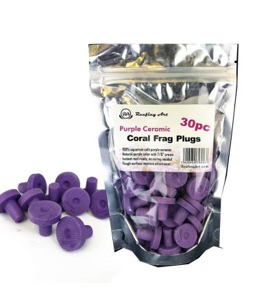 Reefing Art Ceramic Coralline Purple Coral Frag Plugs 30 Pack Tiles for SPS LPS