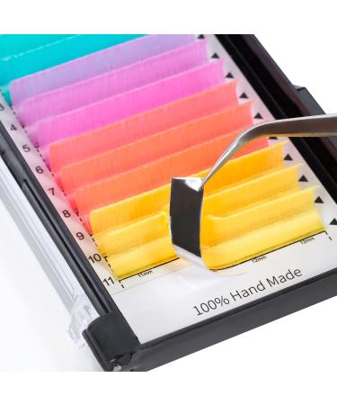 Colorful Neon UV Eyelash Extensions 15mm 0.07C Easy Fan - Blue, Yellow, Purple, Pink - Buy Online on SooperMarket.com