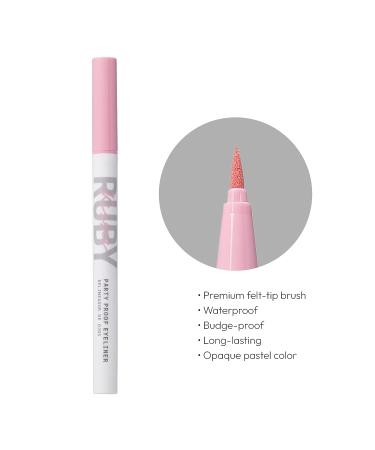 Ruby Kisses Party Proof Eyeliner in Pink Smoothie - Premium Waterproof Felt-tip Eyeliner for Long-lasting Pastel Color Pop - Buy Online on SooperMarket.com