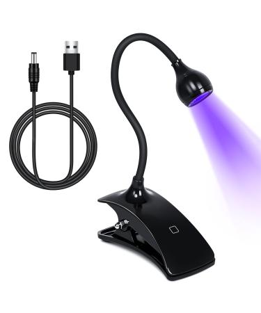 Quick Dry UV LED Nail Lamp, krofaue Gel UV Nail Lamp 3W Gel Nail Dryer 10 Seconds Quick Dry Gooseneck Cure Light Lamp Clip Professional Nail Dryer for Gel Polish Curing Nail Tips Art Tools Accessories Black