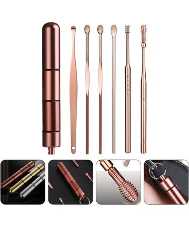 6pcs Stainless Steel Ear Cleaning Swab Kit | Rose Gold Ear Pick Set for Ear Wax Removal | Healeved Headphones Earbuds Cleaner - Buy Online on SooperMarket.com