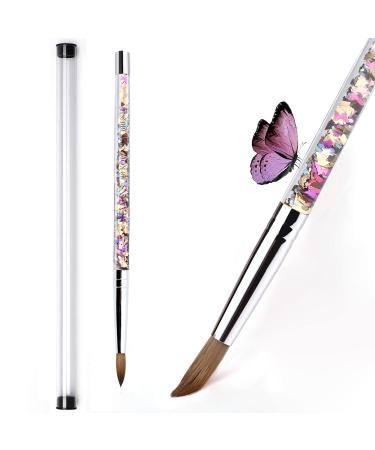 HEVAENS Acrylic Nail Brush for Acrylic Powder Liquid Manicure Pedicure 1pcs Professional Acrylic Nails Round Acrylic Nail Art Brush with Liquid Butterfly Glitter Handle # Size 8 Size 8 Pink