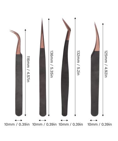 4Pcs Nail Art Tweezers - Stainless Steel Antistatic Tweezers for Eyelash Extensions & Beauty | International Shipping - Buy Online on SooperMarket.com