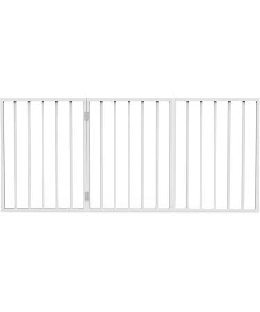 Petmaker 24-Inch White Wooden Indoor Dog Gate - Freestanding Accordion Style Fence for Doorways, Stairs or House - Buy Online on SooperMarket.com