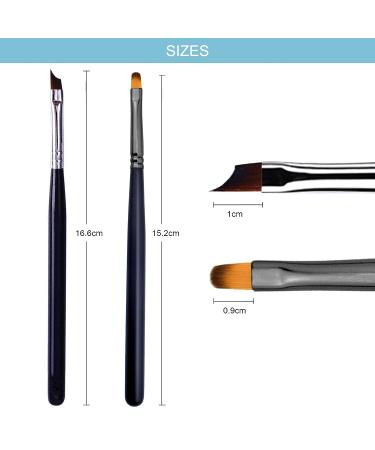 Oblique French Tip Nail Art Brush Set | Manicure Clean-Up & Design Pen | UV Gel & Acrylic Painting | Fine Hair | Black Handle - NB113 - Buy Online on SooperMarket.com