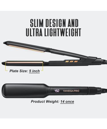 VANESSA PRO 2 Inch Pure Titanium Hair Straightener Flat Iron - One Pass Sleek Look, Beautiful Curls & Straightening Power - Buy Online on SooperMarket.com