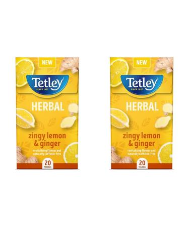 Tetley Zingy Lemon & Ginger Box of 20 Teabags (Pack of 2)