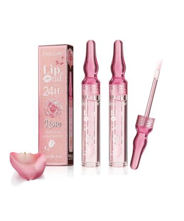 Hydrating Lip Oil Rose Lip Gloss Lip Glow Oil Clear Lip Balm Liquid Lipsticks Nourishing Locks Glossy Transparent in Moisture to Prevent Chapped Lips Non-Sticky Repairing Lip