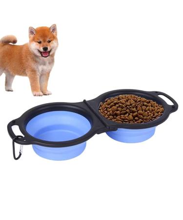 Foldable meal cones made of silicone for dogs double food bowl for dogs |Foldable pet bowls for travel camping double feed shell made of silicone shenrongtong