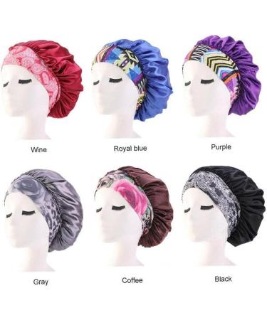 Tossper Women Satin Night Cap - Wide Elastic Hair Cover & Bonnet for Curly Hair - Black - Buy Online on SooperMarket.com