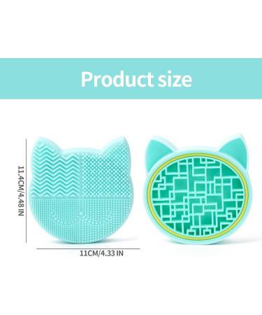 2 in 1 Makeup Brush Cleaning Mat Double-layer Silicone Cleaning Mat Makeup Brush Cleaning Pad Portable Silicone Pad Scrubber with Storage Layer for Cosmetic Brushes Washing Tool for Travel (Green) - Buy Online on SooperMarket.com