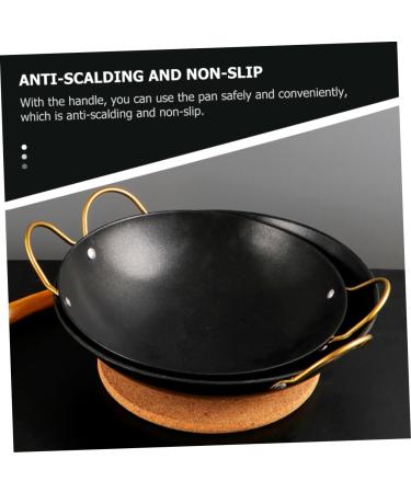 Alipis 1pc Pot Skillet with Lid Cooking Seafoodpot Eggs Frying Pan Double Ear Pan Dog Cookie Shapes Ramen Bowls Cast Iron Pan Mini Pan Camping Heating Pot Stainless Steel Black 30X25X9CM - Buy Online on SooperMarket.com