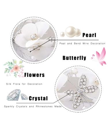 IYOU Princess White Flower Headpiece | Pearls & Crystal Bridal Hair Accessories for Girls | Elegant Wedding & Communion Hairdress - Buy Online on SooperMarket.com