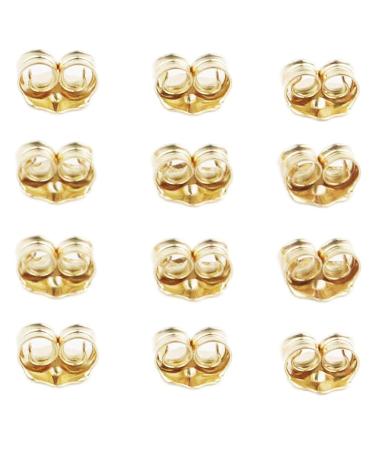 Orgrimmar 14K Gold Earring Backs Yellow Ear Locking for Stud Ear Rings (6 Pairs)