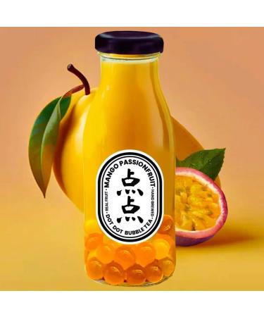 Dot Dot Bubble Tea Duo | Authentic Taste of Hong Kong Fruit Bubble Tea pearls | Assorted flavours Lychee Rose and Mango Passionfruit in Convenient 250ml Bottles (pack of 2) - Buy Online on SooperMarket.com