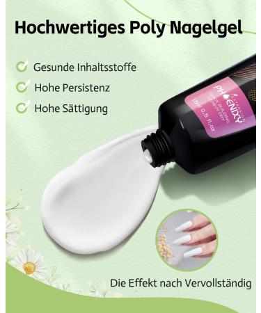 Phoenixy 9-Color Poly Nail Gel Kit - Nail Extension Starter Set with Manicure Tools | Perfect Gift for Women - Buy Online on SooperMarket.com