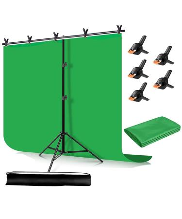 Green Screen Backdrop with Stand kit,YELANGU 6.5X5ft Portable Photographic Studio Photo Background for Streaming, ID Photos, Video conferences and interviews