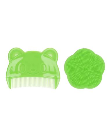 2PCS Baby Hair Brush Set Cap Brush  Baby Hair Comb  Baby Hair Brush and Comb Set for Newborns and Toddlers  Baby Brush Soft Sensory Silicone Bristles(Green)