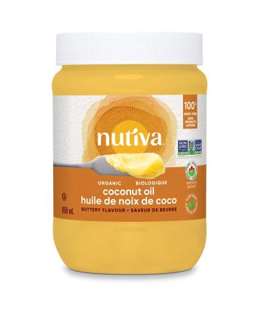 Nutiva Organic Coconut Oil with Non-Dairy Butter Flavor 858 mL Organic Non-GMO Vegan & Gluten-Free Plant-Based Replacement for Butter
