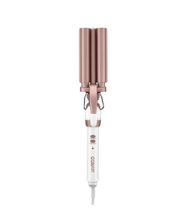Conair Double Ceramic 3 Barrel Hair Waver, Beach Waver Curling Iron, Long-Lasting Natural Tight Waves 3/4-INCH