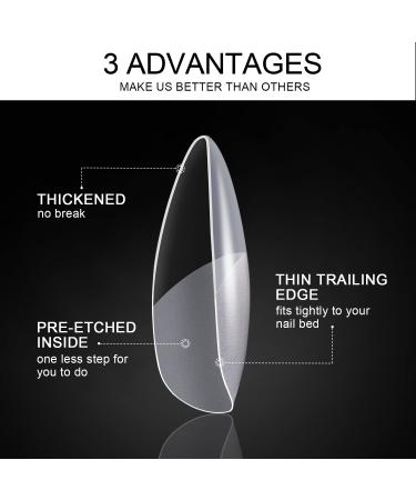 600pcs MORGLES Almond Nail Tips Full Cover Set with Glues and Files - Clear Almond Shaped Acrylic Nails for Salon and Home Use - Buy Online on SooperMarket.com