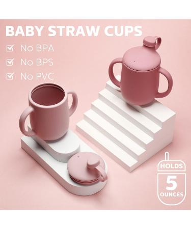 Dandat 2 Pcs Silicone Sippy Cups for Babies 6 Months+ | Spill Proof Toddler Training Cups with Double Handles | Easy Grip & BPA Free | 5 oz - Buy Online on SooperMarket.com