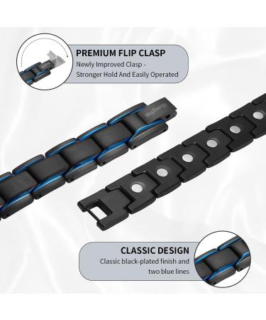 MagEnergy Black Titanium Steel Magnetic Bracelet for Men - Adjustable 8.5 inches - Buy Online on SooperMarket.com