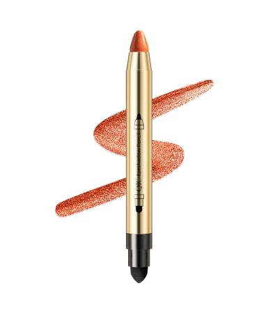 Go Ho Orange Highlighter Eyeshadow Stick Orange Cream-to-powder Eyeshadow Pen Crayon Eye Brightener Stick Shimmer Eyeshadow Pencil Smooth Easy To Color with Sponge Pointed 01 Shimmer Orange 02 Orange Highlighter