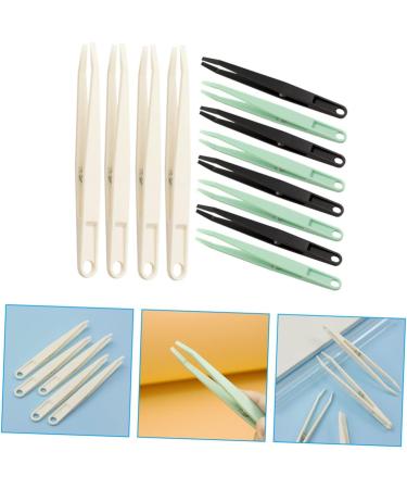 Stobok 12-Piece Flat Head Tweezers Set - Perfect for First Aid Trimming Nasal Hair and Eyelash Extensions - Pink Plastic Tweezers for Precision Use - Buy Online on SooperMarket.com