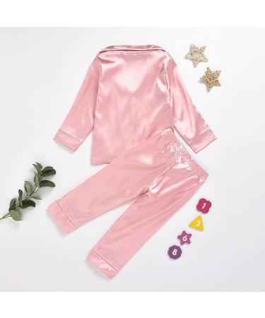 Verve Jelly Kids Satin Pajama Set | Long Sleeve Button Down Sleepwear | 2-Piece Outfit | Pink | 3-4 Years - Buy Online on SooperMarket.com