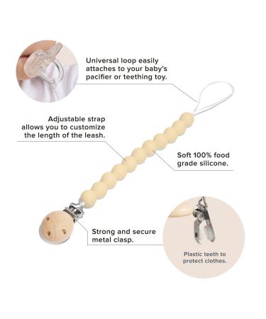 Center Coast Collections Silicone Pacifier Clip - Secure Binky Holder - Neutral Beige - Unisex for Baby and Toddlers - Buy Online on SooperMarket.com