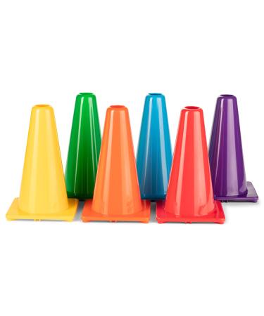 Champion Sports High Visibility Flexible Vinyl Cones - Single and Assorted Cone Sets in Multiple Heights and Colors 9" Assorted Set