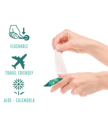 Biodegradable Alcohol-Free Flushable Wet Wipes for Travel | Soothing Aloe & Calendula | 180 Wipes | Made in USA - Buy Online on SooperMarket.com