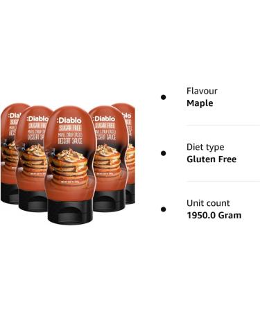 Diablo Maple Syrup Dessert Sauce | Sugar Free | Gluten Free | Diabetic Friendly | Hamper Available - Perfect for Gifting | 390g Maple 1.95 l (Pack of 1) - Buy Online on SooperMarket.com