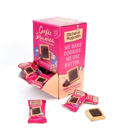 Michel et Augustin Gourmet Cookie Squares Changemaker Box | Dark Chocolate & Sea Salt Butter Cookies | Gravity Box - Individually Wrapped European Cookies | 40 French Shortbread Cookies | Kosher 40 Count (Pack of 1)