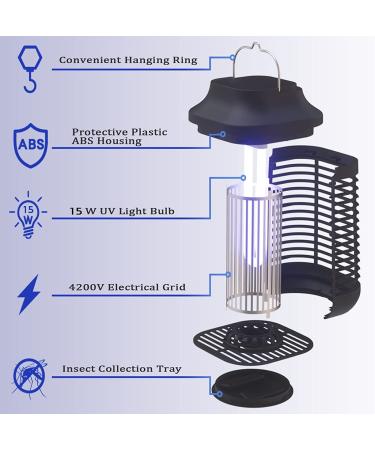 2-in-1 Bug Zapper: High-Powered Waterproof Mosquito Killer - 4200V Electronic Lamp for Home & Garden - Buy Online on SooperMarket.com