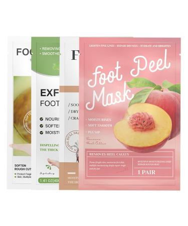 4 Pair Foot Mask Peeling Socks - Baby Smooth Feet Corny Skin Remover Rough Heel Repair - Unisex Mixed Pack - Buy Online on SooperMarket.com