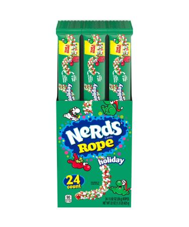 Nerds Ropes Holiday Candy, Christmas Candy Stocking Stuffers for Kids, Bulk Candy, Pack of 24, 22 oz Box Holiday Candy 0.92 Ounce (Pack of 24)