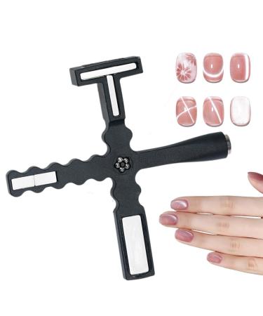 5 In 1 Cat Eye Nail Magnet Tools Multi-Function Magnetic Cat Magnetic Nail Polish Magnet Wand Strong Suction Cat Eye Magnet Tool For Cat Eye Gel Polish D I Y Manicure Black