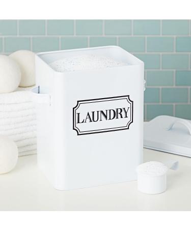 Laundry Detergent Container - White Canister with Scoop for Powder, Beads, Pods - 100 oz Capacity - Bathroom Storage Organizer - Buy Online on SooperMarket.com