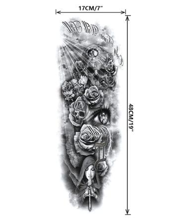 Pinone Full Arm Temporary Tattoo Set - 12 Sheets - L19xW7 - Men & Women - Buy Online on SooperMarket.com