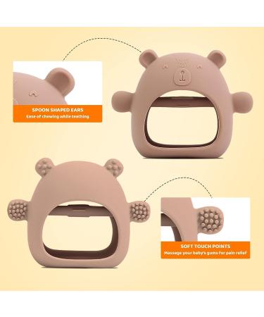 COZYPANDA Baby Teething Toys - BPA Free Bear Teether for Babies 0-6 Months - Teething Relief Pacifiers - Brown - Buy Online on SooperMarket.com