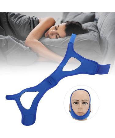 Blue Adjustable Anti-Snoring Chin Strap with Breathable Jaw Support Belt - Buy Online on SooperMarket.com