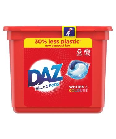 Daz All in 1 PODs Washing Liquid Capsules Whites & Colours 25 Washes